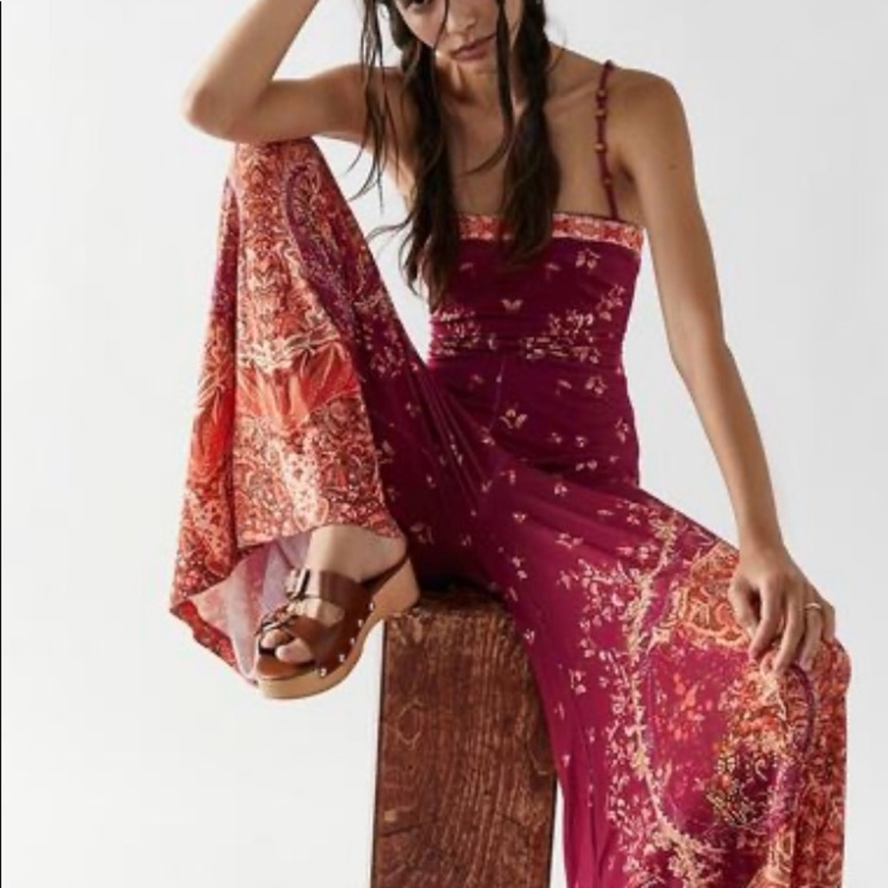 Free People Bohemian Floral Jumpsuit